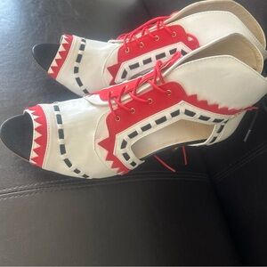 Brand new ladies white, red and black heels.